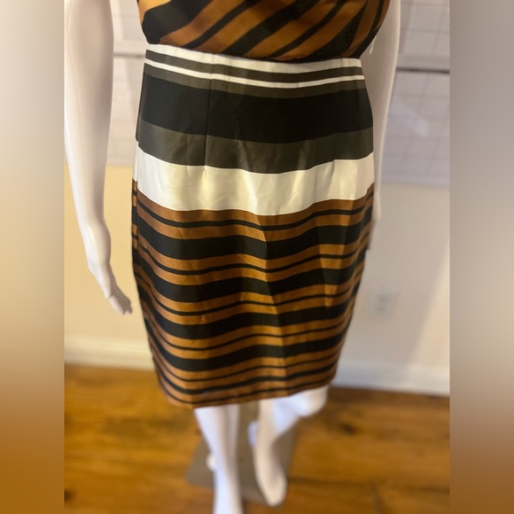 Bisou Bisou size 4 mod striped slouch collar work dress - Picture 2 of 9